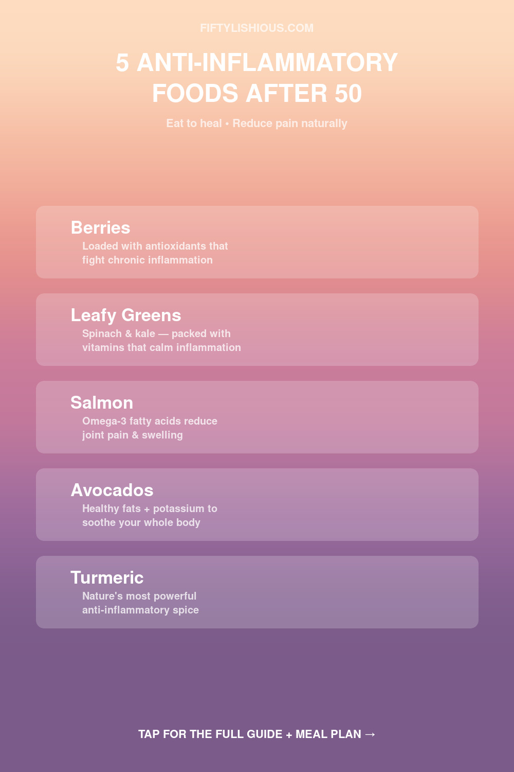 5 Anti-Inflammatory Foods After 50 — Gradient Card Pin