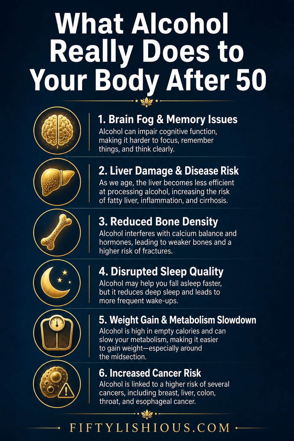 What Alcohol Really Does to Your Body After 50 — Wellness Infographic Pin