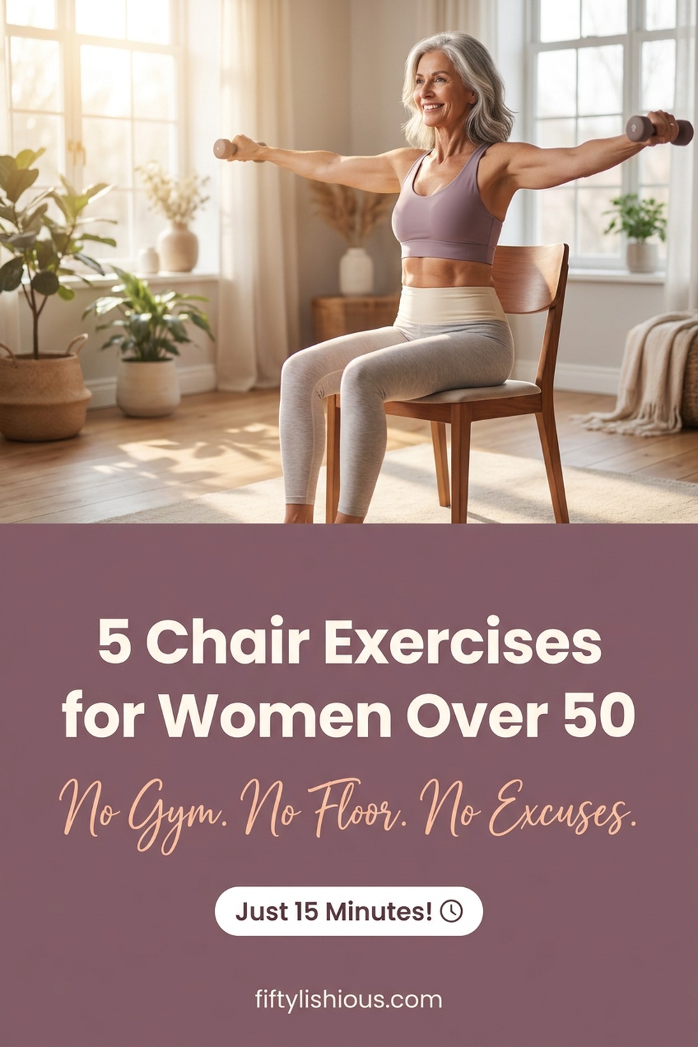 5 Chair Exercises for Women Over 50 — Dusty Rose Lifestyle Pin (NEW)