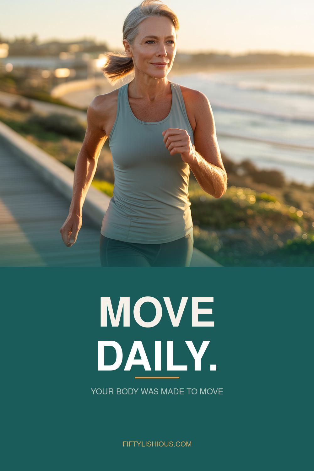 MOVE DAILY — Deep Teal & Cream Minimal Pin