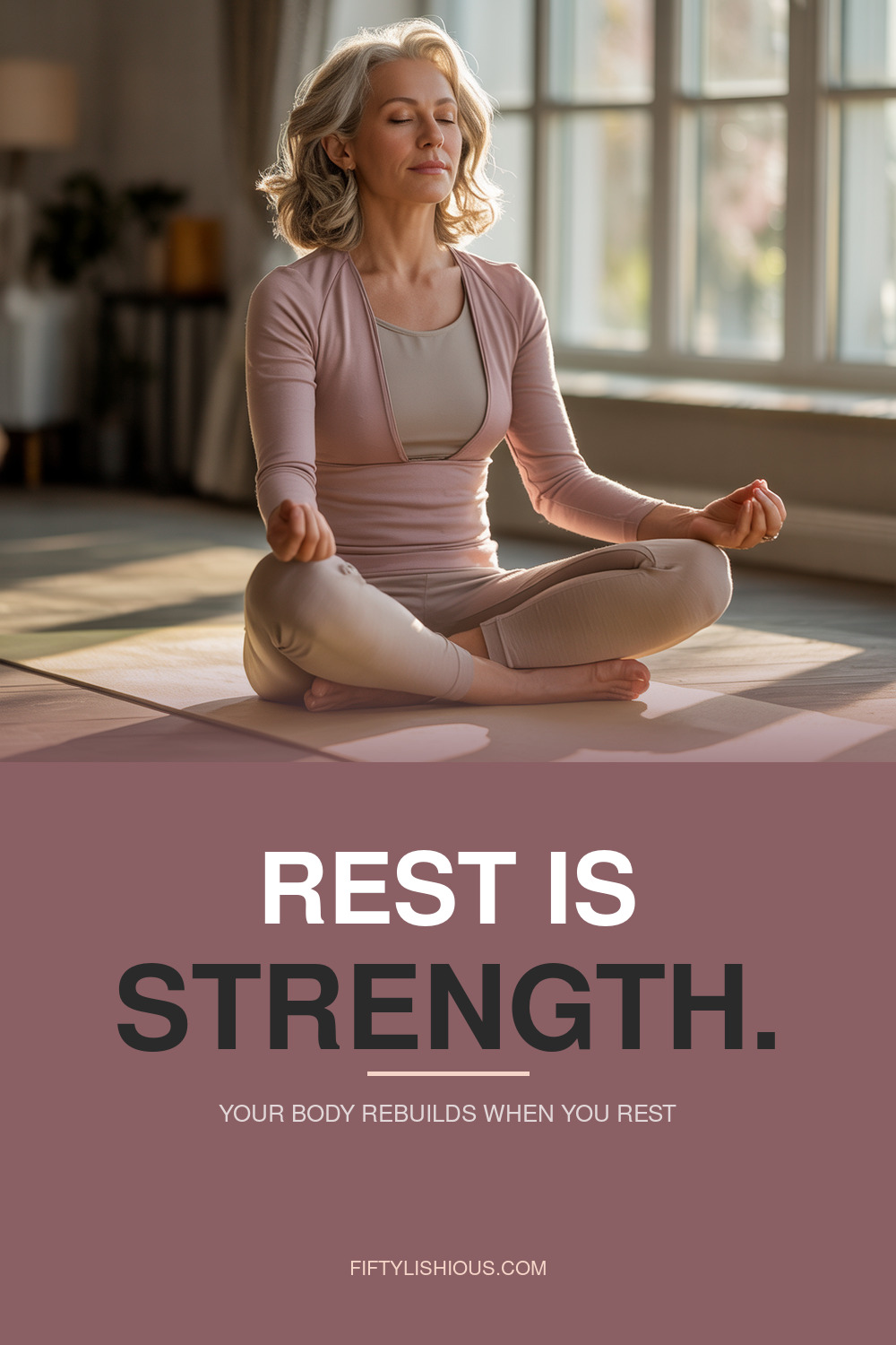 REST IS STRENGTH — Dusty Rose & Charcoal Minimal Pin (NEW)
