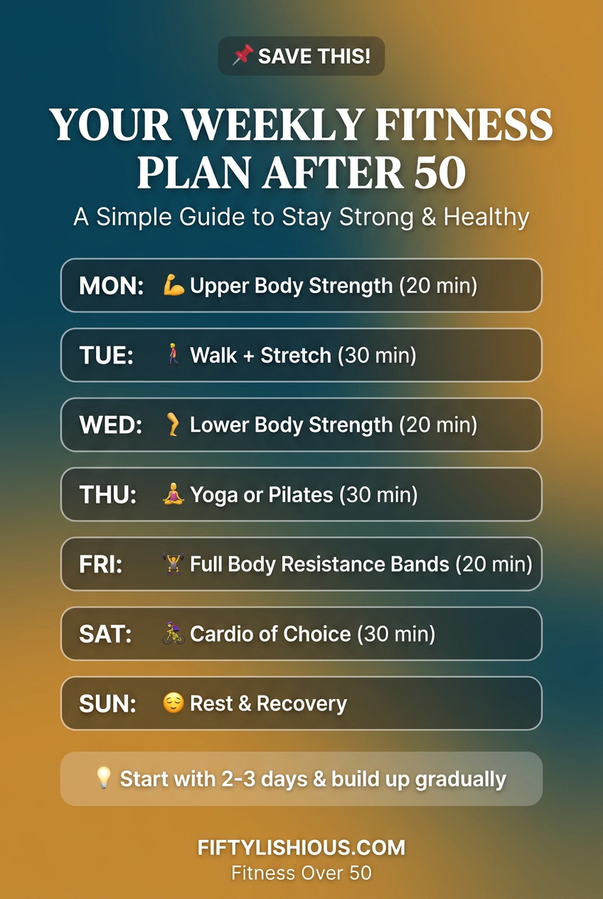 Your Weekly Fitness Plan After 50 — Save-Worthy Cheat Sheet