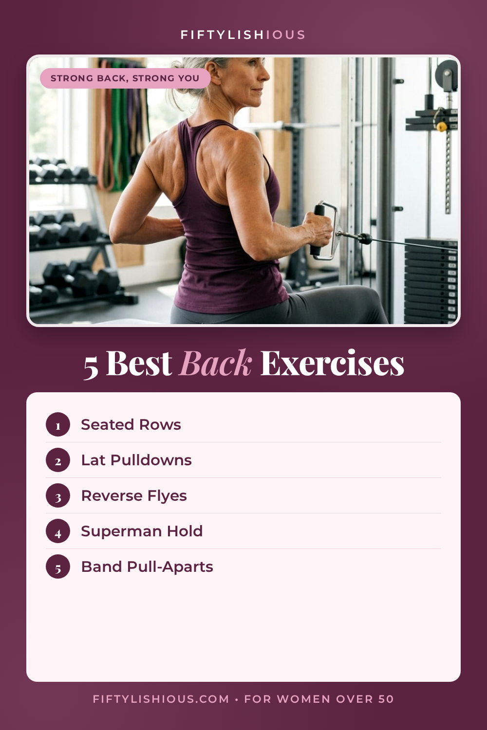 5 Best Back Exercises for Women Over 50 — Berry Framed-Photo Card Pin