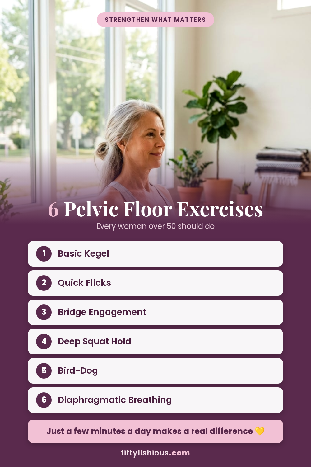 6 Pelvic Floor Exercises Every Woman Over 50 Should Do — Rich Plum Poster Pin