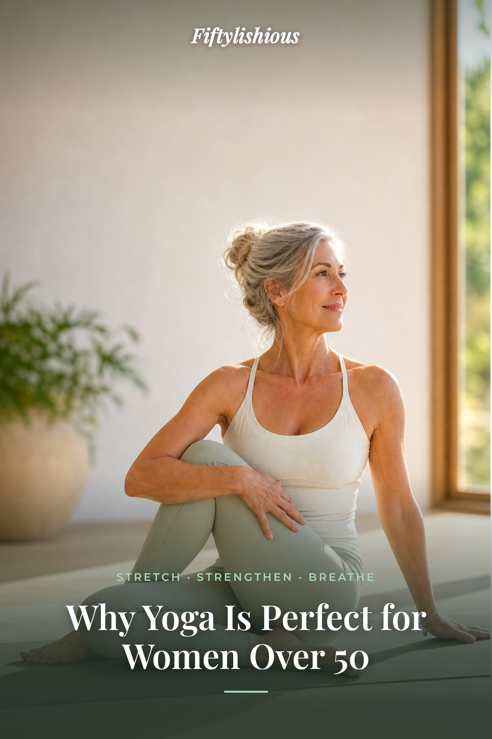 Why Yoga Is Perfect for Women Over 50 — Minimal-Text Photo Pin