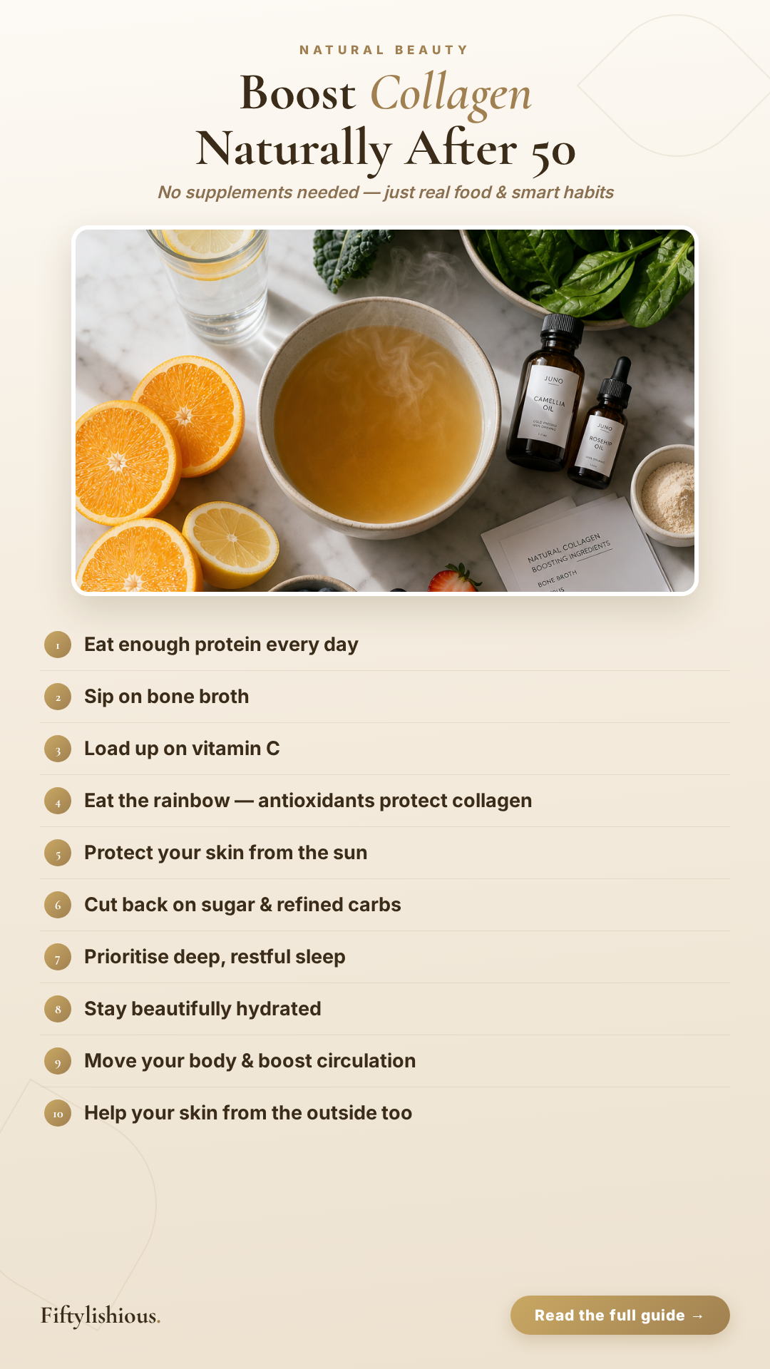 Boost Collagen Naturally After 50 — Warm Cream Botanical Apothecary Pin (NEW)