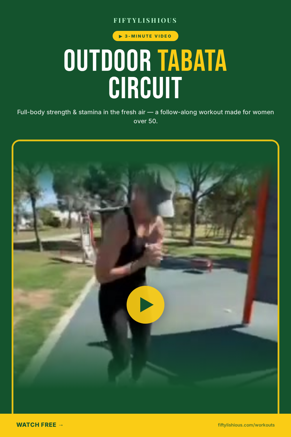Outdoor Tabata Circuit Video — Green & Yellow Magazine Video Pin (NEW STYLE)