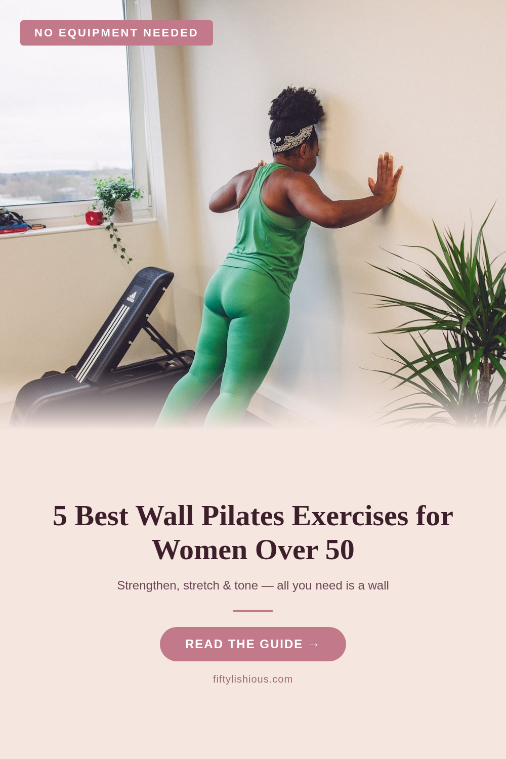 5 Best Wall Pilates Exercises for Women Over 50 — Dusty Rose Split Panel Pin (NEW STYLE)