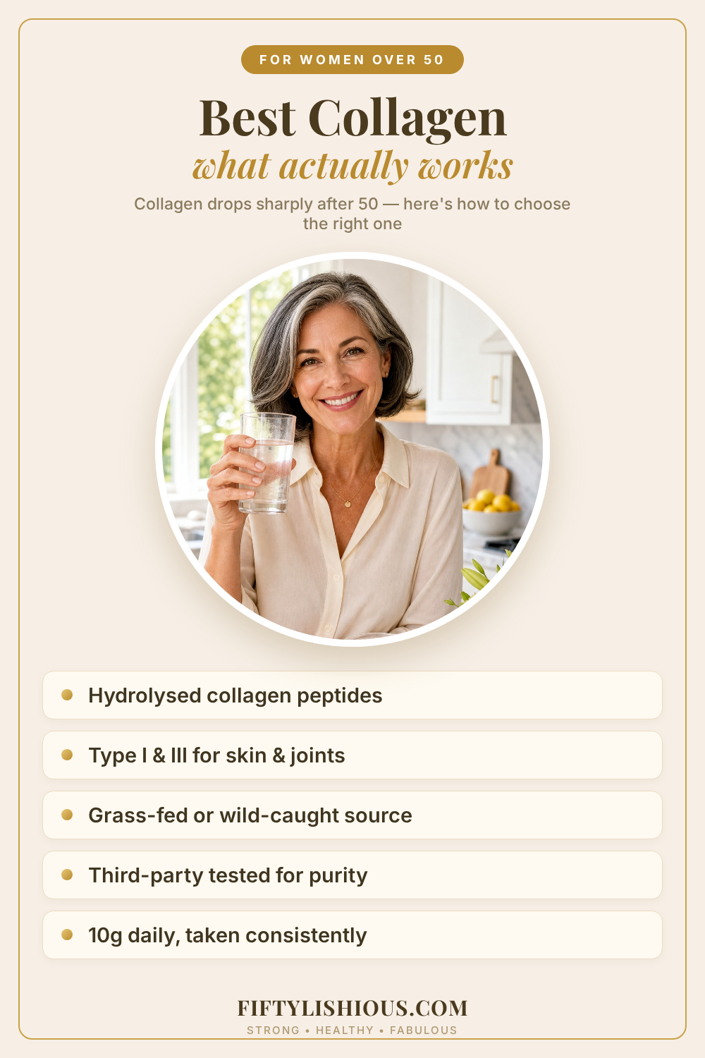 Best Collagen for Women Over 50: What Actually Works — Champagne & Gold Beauty Pin (NEW)