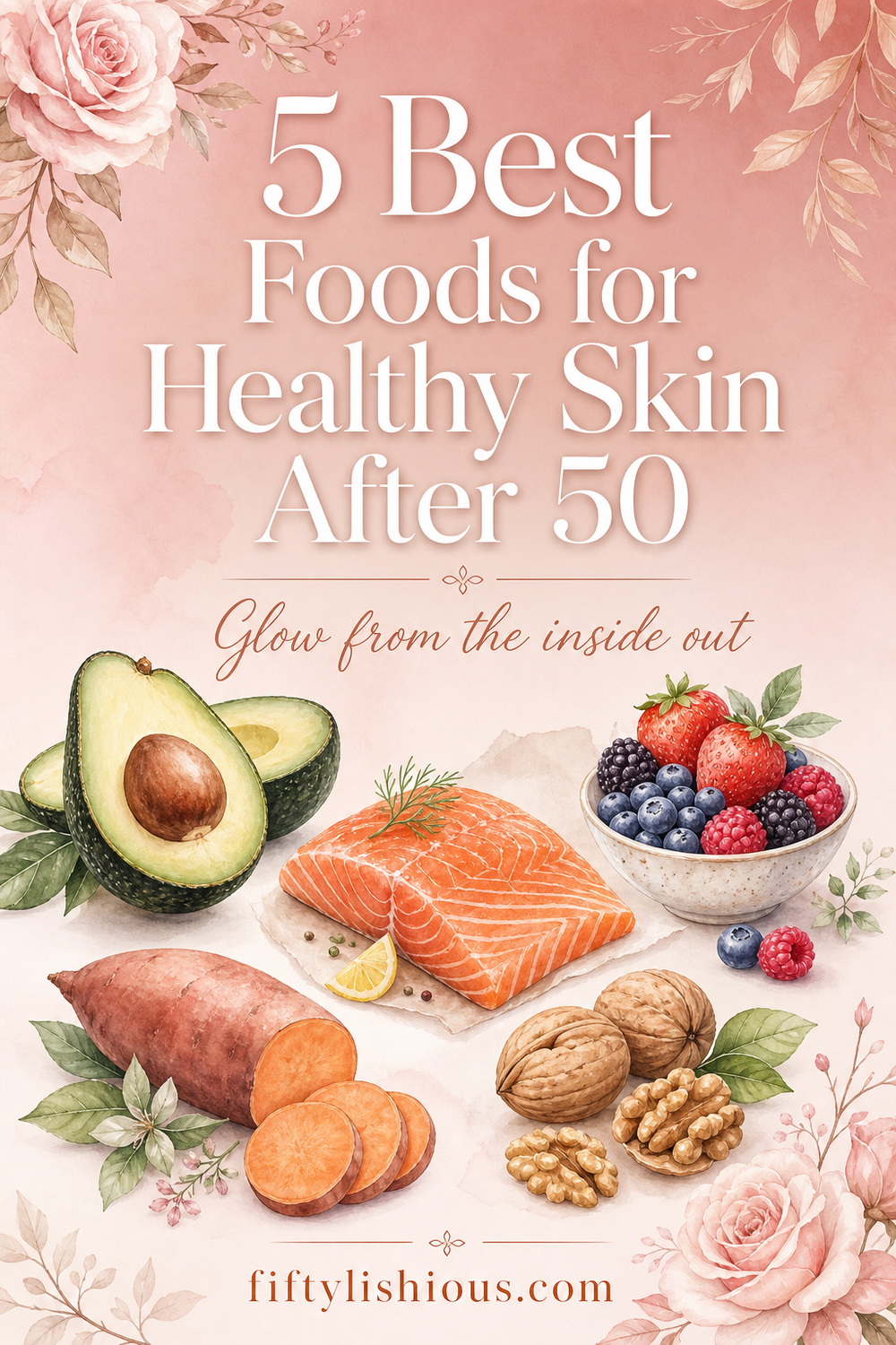 5 Best Foods for Healthy Skin After 50 — Rose Pink & Copper Wellness Pin
