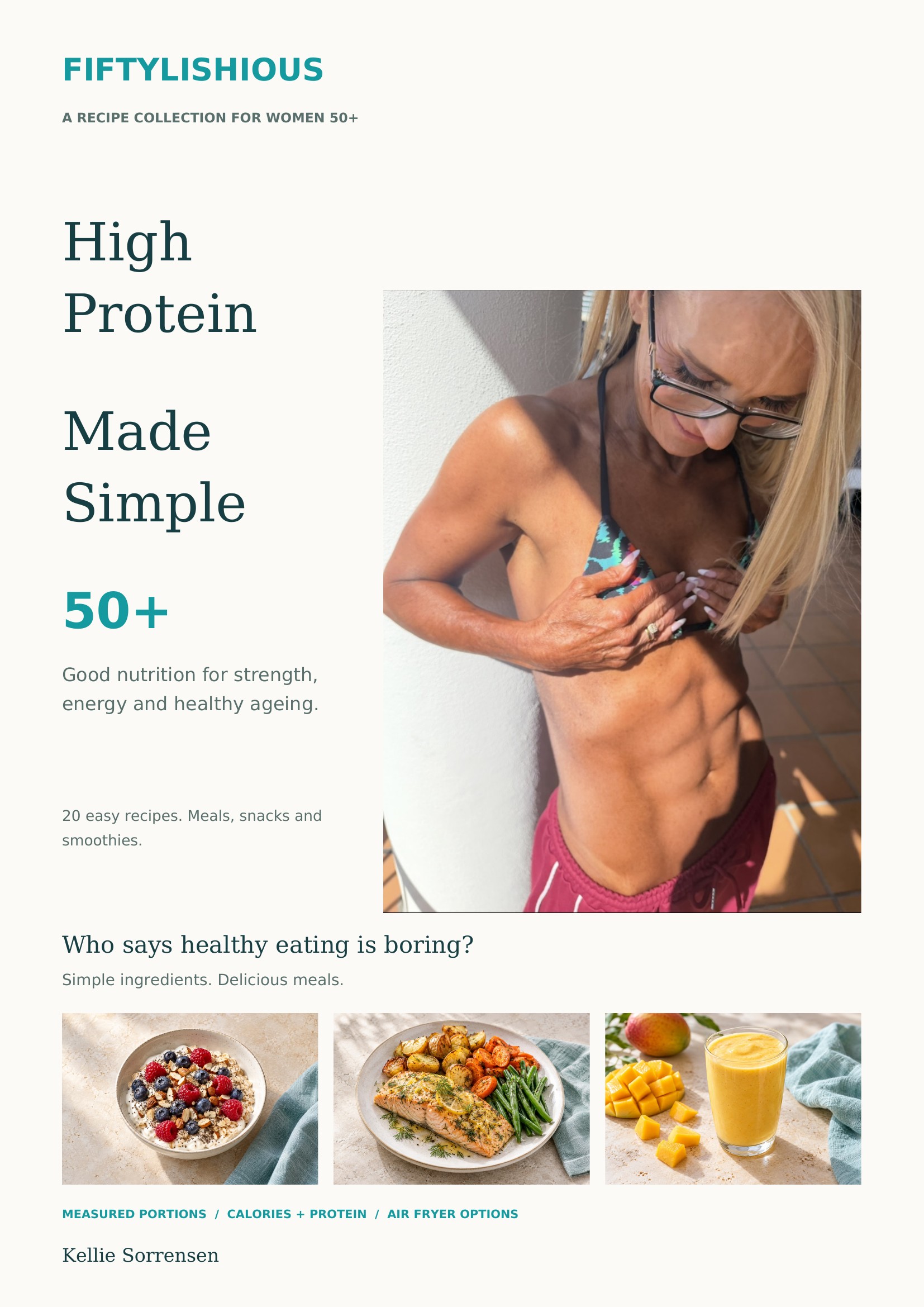 Front cover of the High Protein Made Simple recipe ebook for women over 50